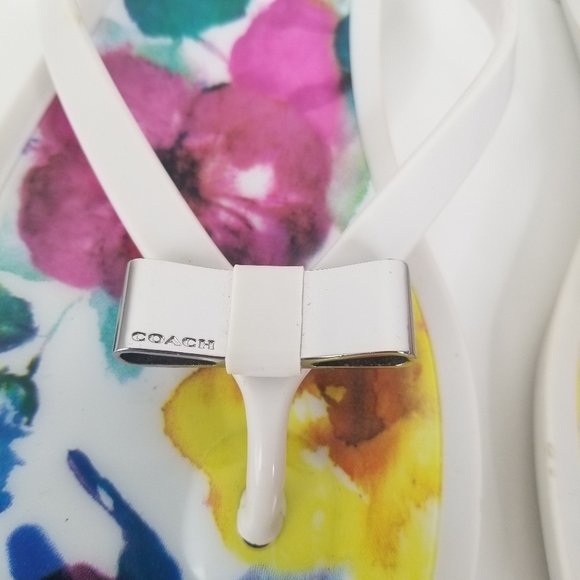 Coach Landon Jelly Floral Sandals Flip Flops Bow Detail Size 6B - Picture 2 of 8